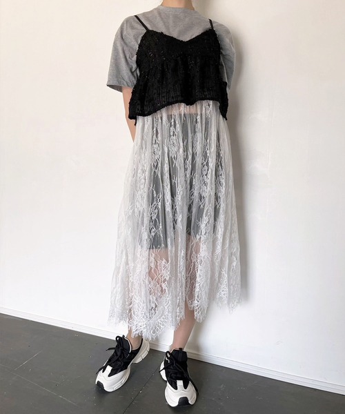 Jewelobe(ジュエローブ)の「シアーエンブロイダリーペプラムビスチェ(キャミソール・レディース・ブラック/アイボリー・FREE)」の14枚目の写真