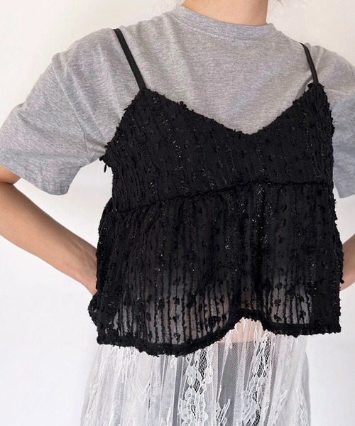 Jewelobe(ジュエローブ)の「シアーエンブロイダリーペプラムビスチェ(キャミソール・レディース・ブラック/アイボリー・FREE)」の18枚目の写真