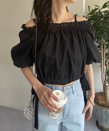 サイドリボンオフショルブラウス【WEB限定商品】