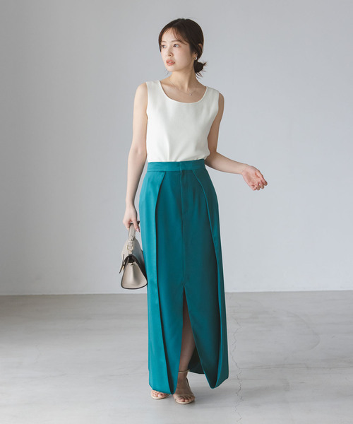 Noble（ノーブル）の「ターンアラウンドサテンスカート（スカート・レディース・ホワイト/グリーン・38/36）」の7枚目の写真