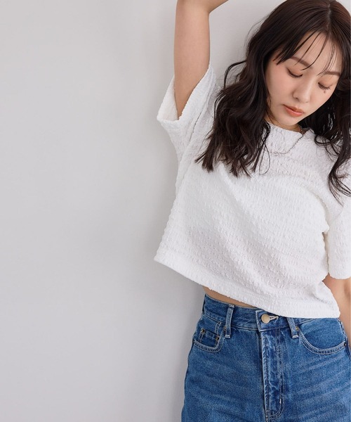 N WITH.（エヌウィズ）の「カットJQ TEE（Tシャツ/カットソー・レディース・ホワイト/ミント/ブラック・FREE）」の6枚目の写真