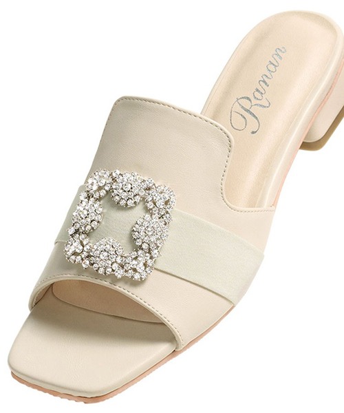 RANAN（ラナン）の「ビジューデザインミュールサンダル（サンダル・レディース・ベージュ系その他/ブラック/ピンク系その他・S/M/L/LL）」の3枚目の写真