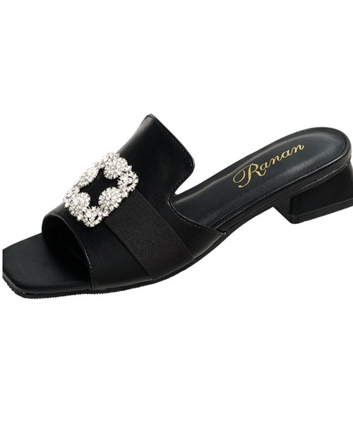 RANAN（ラナン）の「ビジューデザインミュールサンダル（サンダル・レディース・ベージュ系その他/ブラック/ピンク系その他・S/M/L/LL）」の2枚目の写真