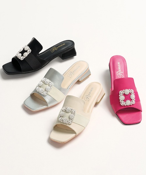 RANAN（ラナン）の「ビジューデザインミュールサンダル（サンダル・レディース・ベージュ系その他/ブラック/ピンク系その他・S/M/L/LL）」の4枚目の写真