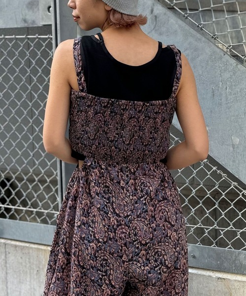 CIAOPANIC（チャオパニック）の「INDIAペイズリーサイドカットアウトサロペット（サロペット/オーバーオール・レディース・ブラック/ライム/ベージュ・FREE）」の5枚目の写真