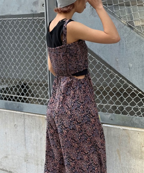 CIAOPANIC（チャオパニック）の「INDIAペイズリーサイドカットアウトサロペット（サロペット/オーバーオール・レディース・ブラック/ライム/ベージュ・FREE）」の6枚目の写真