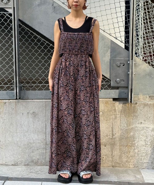 CIAOPANIC（チャオパニック）の「INDIAペイズリーサイドカットアウトサロペット（サロペット/オーバーオール・レディース・ブラック/ライム/ベージュ・FREE）」の9枚目の写真