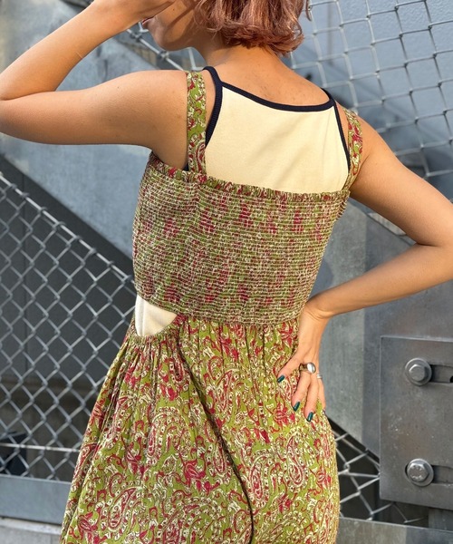 CIAOPANIC（チャオパニック）の「INDIAペイズリーサイドカットアウトサロペット（サロペット/オーバーオール・レディース・ブラック/ライム/ベージュ・FREE）」の13枚目の写真