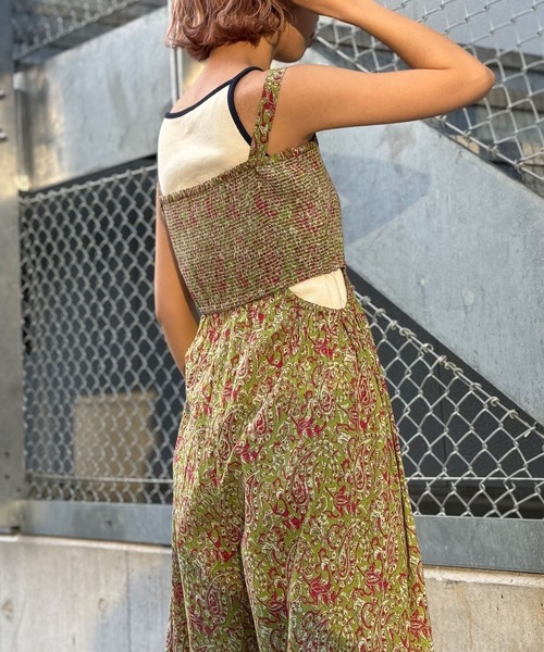 CIAOPANIC（チャオパニック）の「INDIAペイズリーサイドカットアウトサロペット（サロペット/オーバーオール・レディース・ブラック/ライム/ベージュ・FREE）」の14枚目の写真