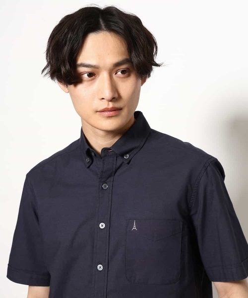 a.v.v（アーヴェヴェ）の「【接触冷感/イージーケア】エッフェル塔刺繍オックスシャツ 半袖（シャツ/ブラウス・メンズ・ライラック/ホワイト/オレンジ/ネイビー/ダークインディゴブルー・44/46/48/52/50）」の3枚目の写真