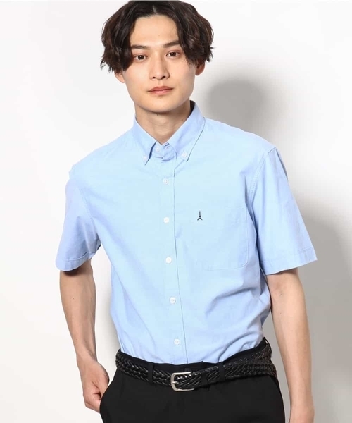 a.v.v（アーヴェヴェ）の「【接触冷感/イージーケア】エッフェル塔刺繍オックスシャツ 半袖（シャツ/ブラウス・メンズ・ライラック/ホワイト/オレンジ/ネイビー/ダークインディゴブルー・44/46/48/52/50）」の4枚目の写真