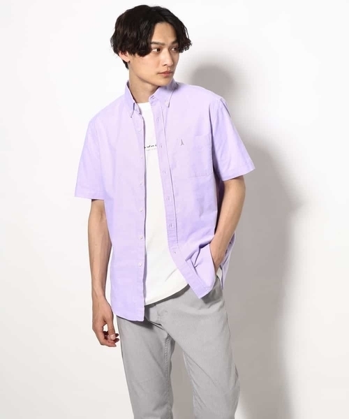 a.v.v（アーヴェヴェ）の「【接触冷感/イージーケア】エッフェル塔刺繍オックスシャツ 半袖（シャツ/ブラウス・メンズ・ライラック/ホワイト/オレンジ/ネイビー/ダークインディゴブルー・44/46/48/52/50）」の6枚目の写真