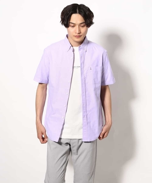 a.v.v（アーヴェヴェ）の「【接触冷感/イージーケア】エッフェル塔刺繍オックスシャツ 半袖（シャツ/ブラウス・メンズ・ライラック/ホワイト/オレンジ/ネイビー/ダークインディゴブルー・44/46/48/52/50）」の7枚目の写真