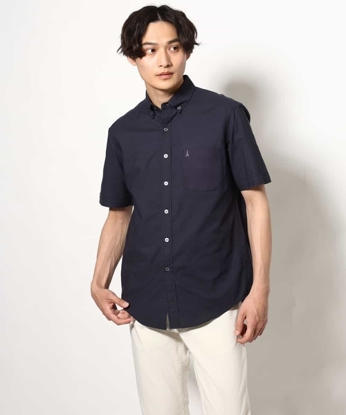 a.v.v（アーヴェヴェ）の「【接触冷感/イージーケア】エッフェル塔刺繍オックスシャツ 半袖（シャツ/ブラウス・メンズ・ライラック/ホワイト/オレンジ/ネイビー/ダークインディゴブルー・44/46/48/52/50）」の8枚目の写真