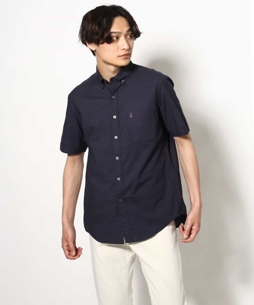 a.v.v（アーヴェヴェ）の「【接触冷感/イージーケア】エッフェル塔刺繍オックスシャツ 半袖（シャツ/ブラウス・メンズ・ライラック/ホワイト/オレンジ/ネイビー/ダークインディゴブルー・44/46/48/52/50）」の9枚目の写真