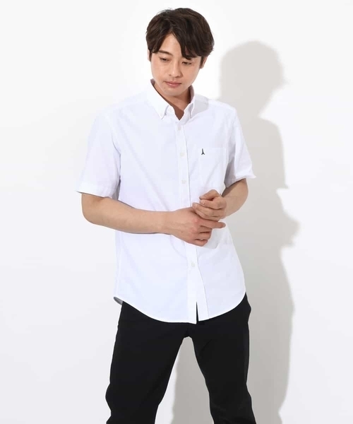 a.v.v（アーヴェヴェ）の「【接触冷感/イージーケア】エッフェル塔刺繍オックスシャツ 半袖（シャツ/ブラウス・メンズ・ライラック/ホワイト/オレンジ/ネイビー/ダークインディゴブルー・44/46/48/52/50）」の13枚目の写真