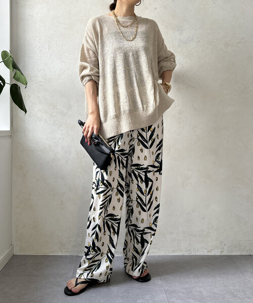 DouDou（ドゥドゥ）の「【WEB限定】ボタニカルプリントイージーパンツ（その他パンツ・レディース・キャメル/オフホワイト・FREE）」の3枚目の写真