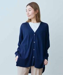 IEDIT 接触冷感がうれしい 後ろ姿が軽やかに華やぐバックプリーツカーディガン