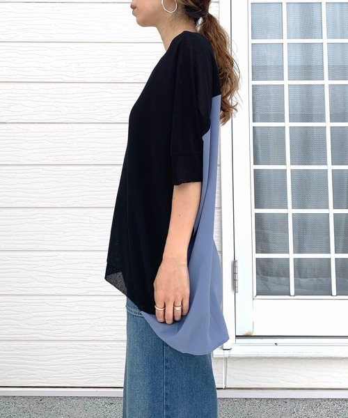 Q（キュー）の「フハクドッキングドルマンニット（ニット/セーター・レディース・ベージュ/ブラック・MEDIUM）」の13枚目の写真