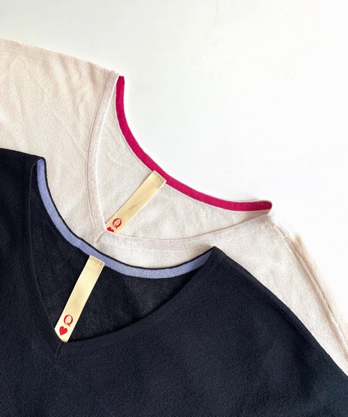 Q（キュー）の「フハクドッキングドルマンニット（ニット/セーター・レディース・ベージュ/ブラック・MEDIUM）」の11枚目の写真