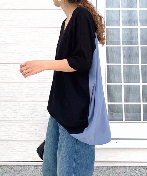 Q（キュー）の「フハクドッキングドルマンニット（ニット/セーター・レディース・ベージュ/ブラック・MEDIUM）」の8枚目の写真