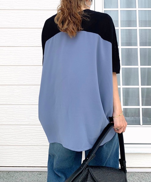 Q（キュー）の「フハクドッキングドルマンニット（ニット/セーター・レディース・ベージュ/ブラック・MEDIUM）」の7枚目の写真