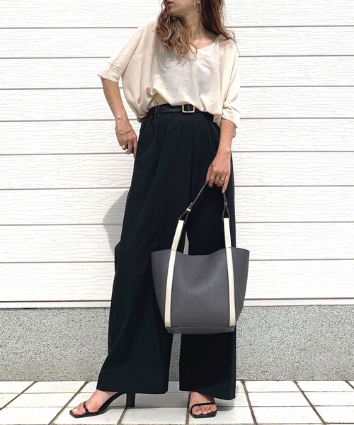 Q（キュー）の「フハクドッキングドルマンニット（ニット/セーター・レディース・ベージュ/ブラック・MEDIUM）」の15枚目の写真