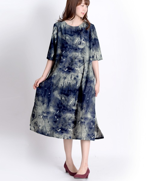 MARAI(マーライ)の「総柄 花柄 Aラインワンピース マキシワンピース 綿麻 ロング丈(ワンピース・レディース・D/E/F/A/H/J/B/G/I/K/M/N/C/L・FREE)」の8枚目の写真
