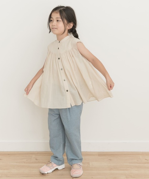 URBAN RESEARCH DOORS（アーバンリサーチドアーズ）の「『親子リンク』コットンボイルフレンチブラウス(KIDS)（シャツ/ブラウス・キッズ・グリーン/ライトベージュ・120/105/135）」の3枚目の写真