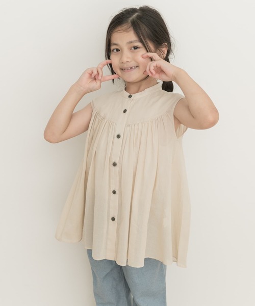 URBAN RESEARCH DOORS（アーバンリサーチドアーズ）の「『親子リンク』コットンボイルフレンチブラウス(KIDS)（シャツ/ブラウス・キッズ・グリーン/ライトベージュ・120/105/135）」の7枚目の写真