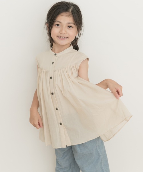 URBAN RESEARCH DOORS（アーバンリサーチドアーズ）の「『親子リンク』コットンボイルフレンチブラウス(KIDS)（シャツ/ブラウス・キッズ・グリーン/ライトベージュ・120/105/135）」の8枚目の写真