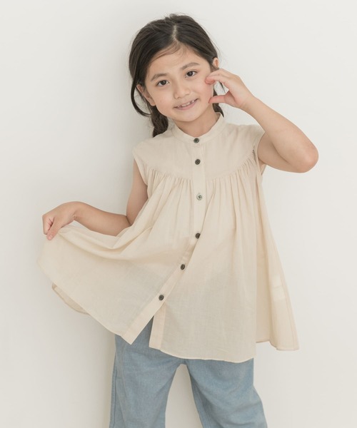 URBAN RESEARCH DOORS（アーバンリサーチドアーズ）の「『親子リンク』コットンボイルフレンチブラウス(KIDS)（シャツ/ブラウス・キッズ・グリーン/ライトベージュ・120/105/135）」の9枚目の写真