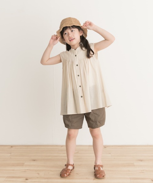 URBAN RESEARCH DOORS（アーバンリサーチドアーズ）の「『親子リンク』コットンボイルフレンチブラウス(KIDS)（シャツ/ブラウス・キッズ・グリーン/ライトベージュ・120/105/135）」の15枚目の写真