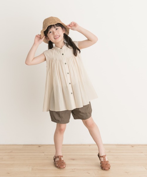 URBAN RESEARCH DOORS（アーバンリサーチドアーズ）の「『親子リンク』コットンボイルフレンチブラウス(KIDS)（シャツ/ブラウス・キッズ・グリーン/ライトベージュ・120/105/135）」の16枚目の写真