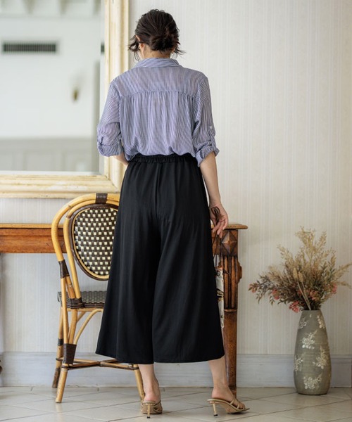 BELLUNA PLUS(ベルーナ)の「ヒンヤリ冷感イージーガウチョパンツ47丈(その他パンツ・レディース・ブラック/ネイビー系/ベージュ系/ストライプ/ドット・SMALL/LARGE/X-LARGE/MEDIUM)」の12枚目の写真