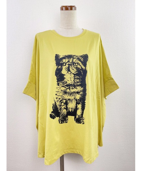 WORLD WIDE LOVE!(ワールドワイドラブ)の「CATポンチョTEE(Tシャツ/カットソー・レディース・オフホワイト/ブラック/グレイッシュベージュ/イエロー/カーキ・1)」の5枚目の写真