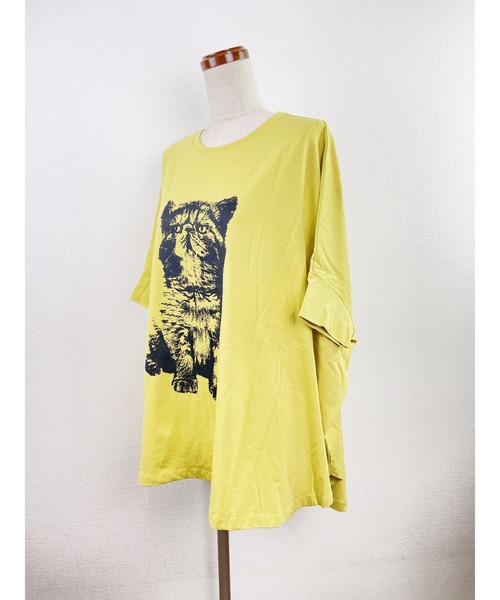 WORLD WIDE LOVE!(ワールドワイドラブ)の「CATポンチョTEE(Tシャツ/カットソー・レディース・オフホワイト/ブラック/グレイッシュベージュ/イエロー/カーキ・1)」の13枚目の写真