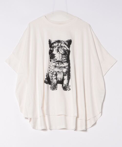 WORLD WIDE LOVE!(ワールドワイドラブ)の「CATポンチョTEE(Tシャツ/カットソー・レディース・オフホワイト/ブラック/グレイッシュベージュ/イエロー/カーキ・1)」の19枚目の写真