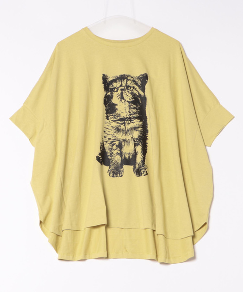WORLD WIDE LOVE!(ワールドワイドラブ)の「CATポンチョTEE(Tシャツ/カットソー・レディース・オフホワイト/ブラック/グレイッシュベージュ/イエロー/カーキ・1)」の20枚目の写真