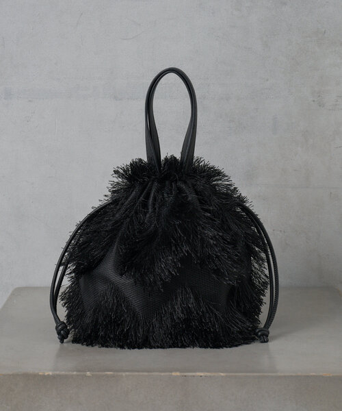 Actually（アクチュアリー）の「フリンジ巾着バッグ（トートバッグ・レディース・ブラック/グレー/グリーン/グリーン系その他/グレー系その他・0）」の6枚目の写真