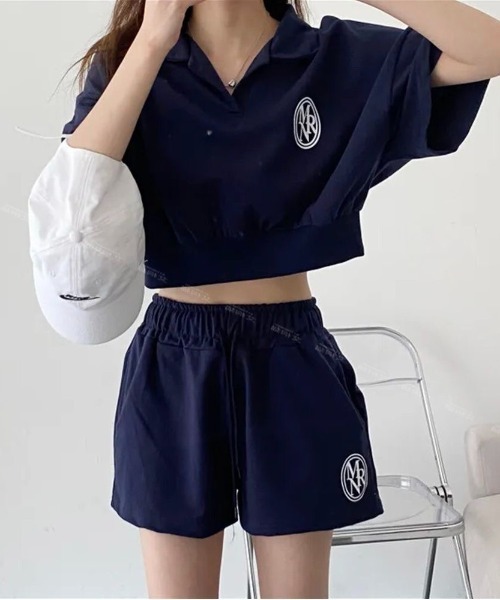 SHEENA(シーナ)の「【セットアップ】ポロ襟トップス×スウェットショートパンツ 2点SET(セットアップ・レディース・ネイビー/ブラック/グレー・M)」の10枚目の写真