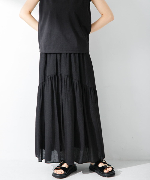 URBAN RESEARCH Sonny Label（アーバンリサーチサニーレーベル）の「楊柳ラメドビーワンティアードスカート（スカート・レディース・ベージュ/ピンク/ブラック・FREE）」の2枚目の写真