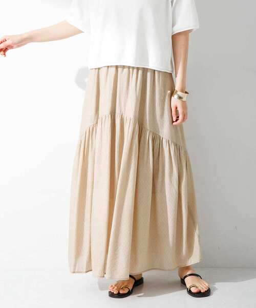 URBAN RESEARCH Sonny Label（アーバンリサーチサニーレーベル）の「楊柳ラメドビーワンティアードスカート（スカート・レディース・ベージュ/ピンク/ブラック・FREE）」の4枚目の写真