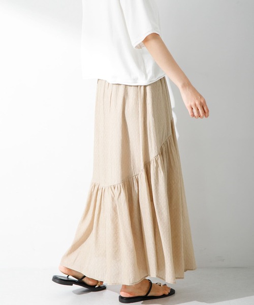 URBAN RESEARCH Sonny Label（アーバンリサーチサニーレーベル）の「楊柳ラメドビーワンティアードスカート（スカート・レディース・ベージュ/ピンク/ブラック・FREE）」の6枚目の写真