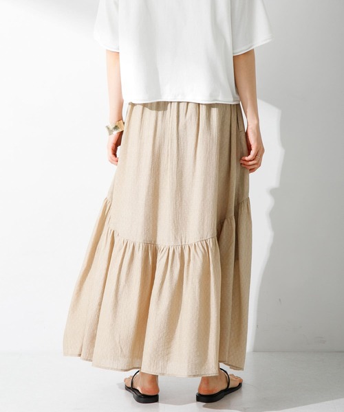 URBAN RESEARCH Sonny Label（アーバンリサーチサニーレーベル）の「楊柳ラメドビーワンティアードスカート（スカート・レディース・ベージュ/ピンク/ブラック・FREE）」の7枚目の写真