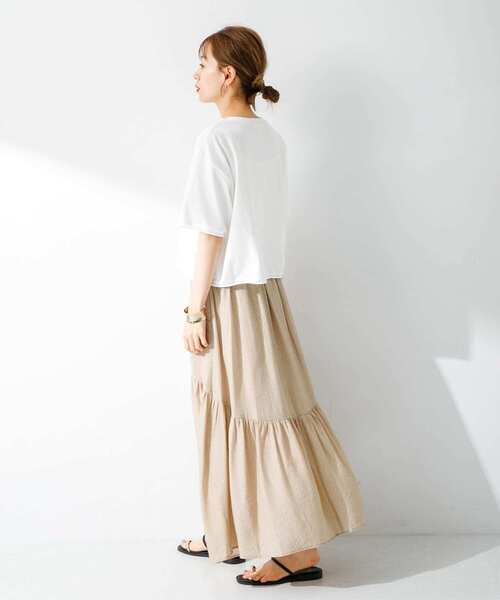 URBAN RESEARCH Sonny Label（アーバンリサーチサニーレーベル）の「楊柳ラメドビーワンティアードスカート（スカート・レディース・ベージュ/ピンク/ブラック・FREE）」の10枚目の写真