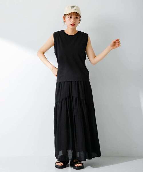 URBAN RESEARCH Sonny Label（アーバンリサーチサニーレーベル）の「楊柳ラメドビーワンティアードスカート（スカート・レディース・ベージュ/ピンク/ブラック・FREE）」の15枚目の写真