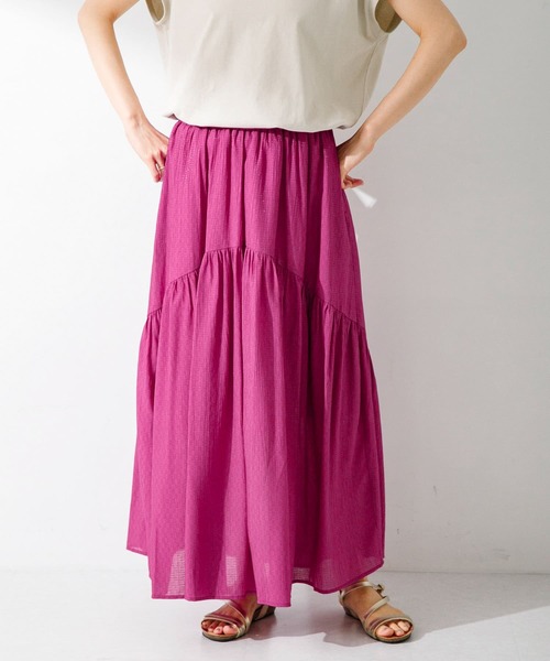 URBAN RESEARCH Sonny Label（アーバンリサーチサニーレーベル）の「楊柳ラメドビーワンティアードスカート（スカート・レディース・ベージュ/ピンク/ブラック・FREE）」の19枚目の写真