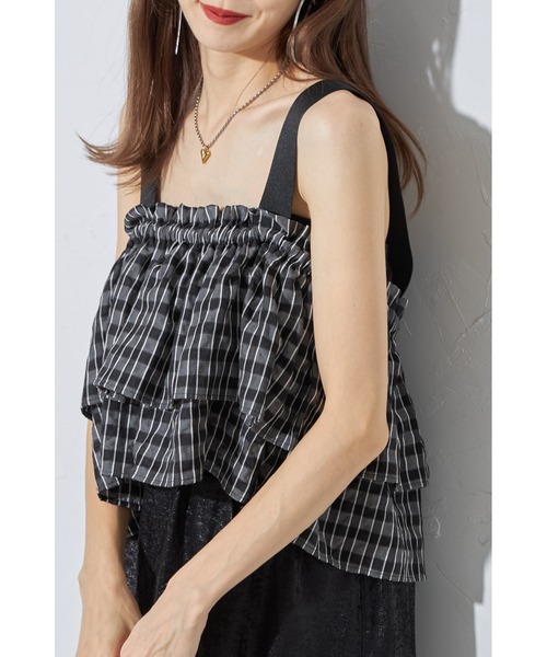 &. NOSTALGIA(アンドドットノスタルジア)の「【ZOZO限定】チェック柄マルチWAYティアードビスチェ(Tシャツ/カットソー・レディース・ホワイト系その他/ブラック系その他・M)」の13枚目の写真