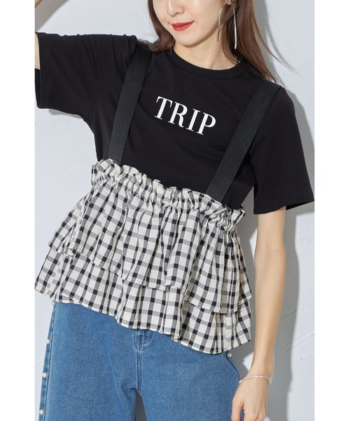 &. NOSTALGIA(アンドドットノスタルジア)の「【ZOZO限定】チェック柄マルチWAYティアードビスチェ(Tシャツ/カットソー・レディース・ホワイト系その他/ブラック系その他・M)」の4枚目の写真